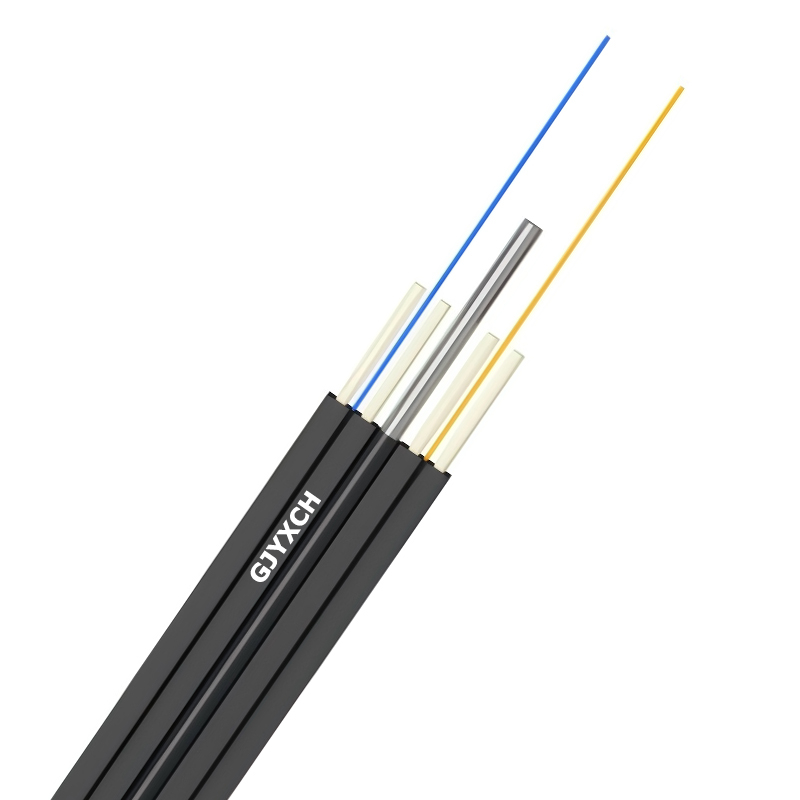 كابل إسقاط الألياف مزدوج الطيران 2-GJYXCH FTTH خارجي 2.0*8.0 مم
